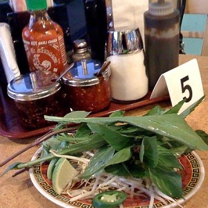 Pho garnishes and condiments