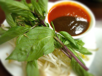 Pho garnish and dipping sauce