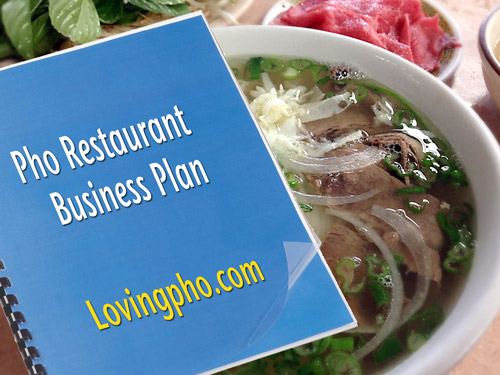 Pho business plan with bowl of beef pho