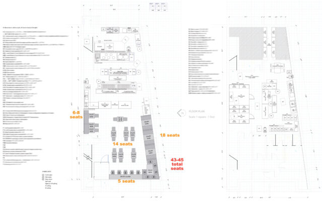 Pho restaurant 2-level floor plan layout